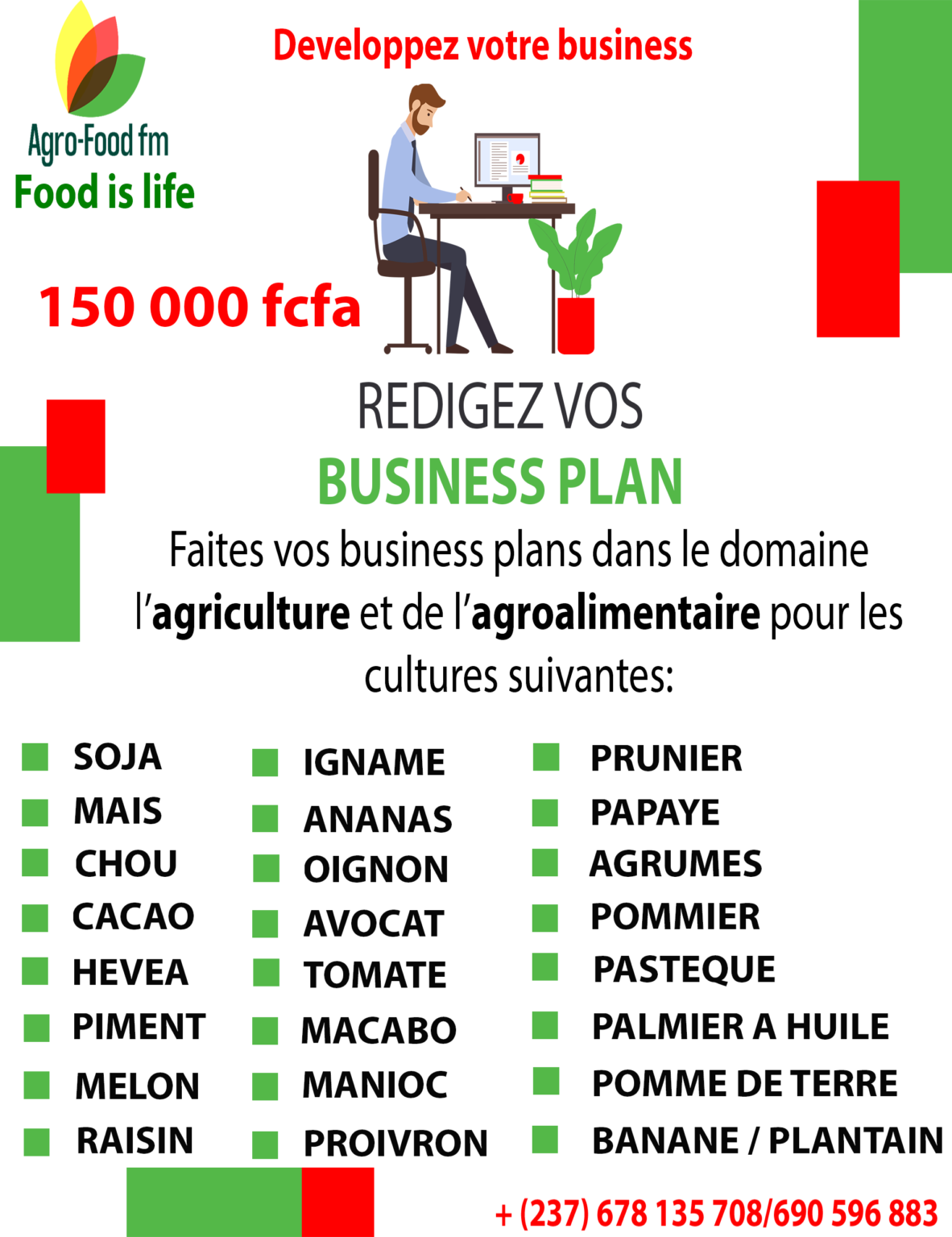 Rédaction de business plan en agriculture et agroalimentaire